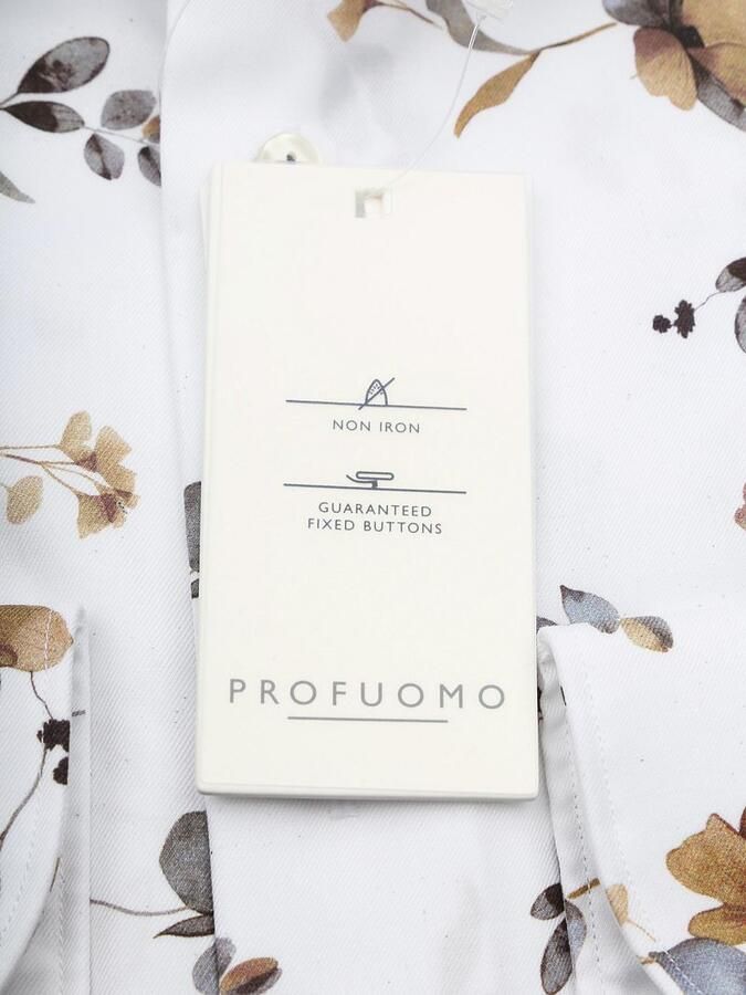 Profuomo Twill Overhemd Bloem Wit - Foto 4