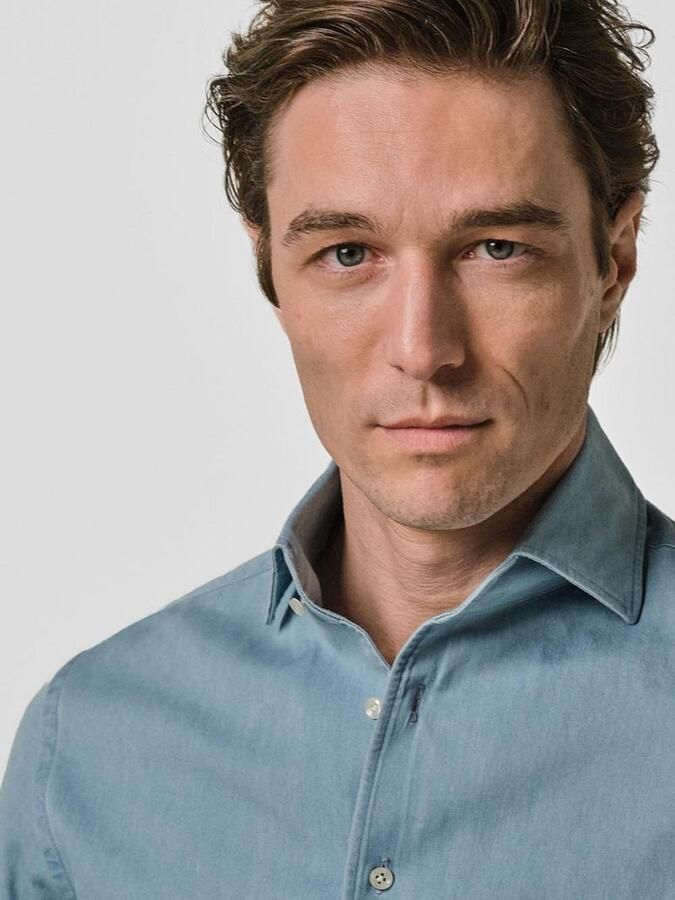 Profuomo Twill Overhemd Denim Lichtblauw - Foto 2