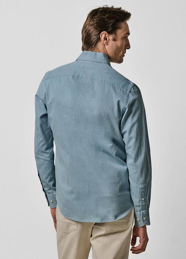 Profuomo Twill Overhemd Denim Lichtblauw - Foto 4