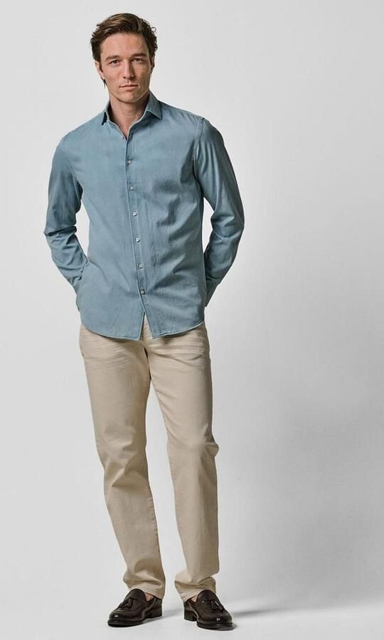 Profuomo Twill Overhemd Denim Lichtblauw - Foto 5