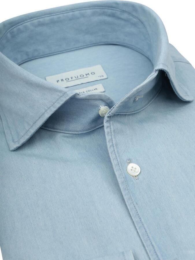 Profuomo Twill Overhemd Denim Lichtblauw - Foto 3