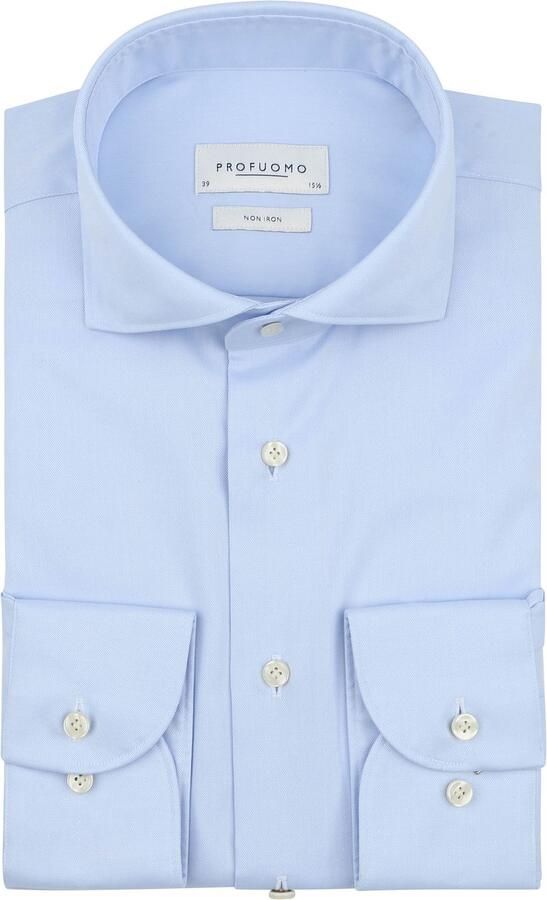 Profuomo Twill Overhemd Extra Lange Mouwen Lichtblauw