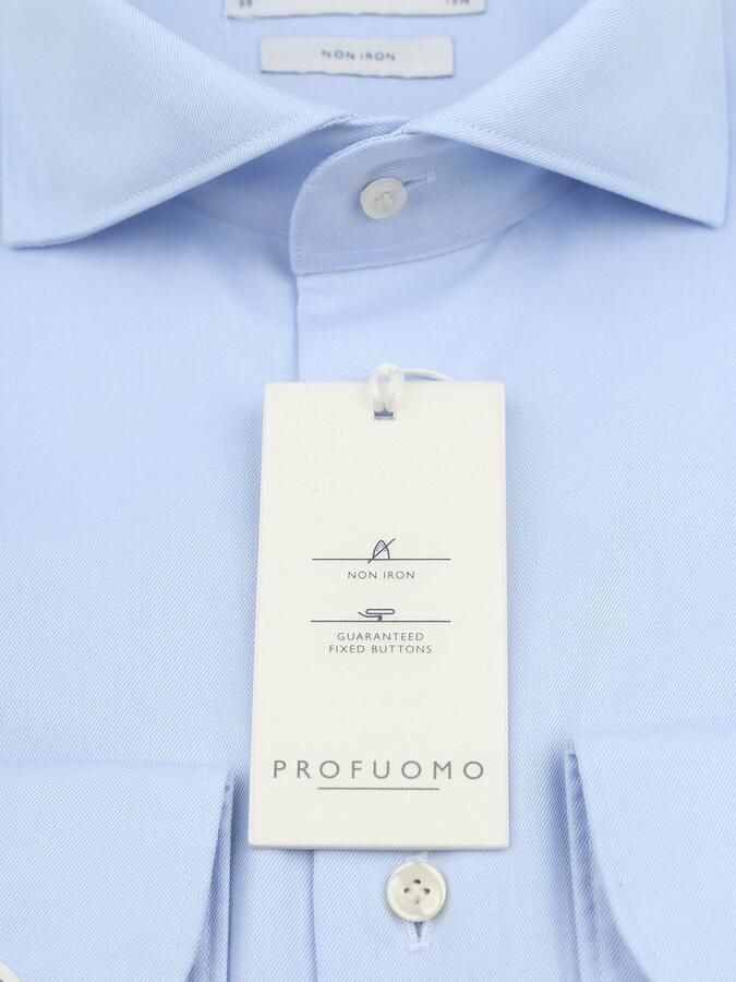 Profuomo Twill Overhemd Extra Lange Mouwen Lichtblauw - Foto 3