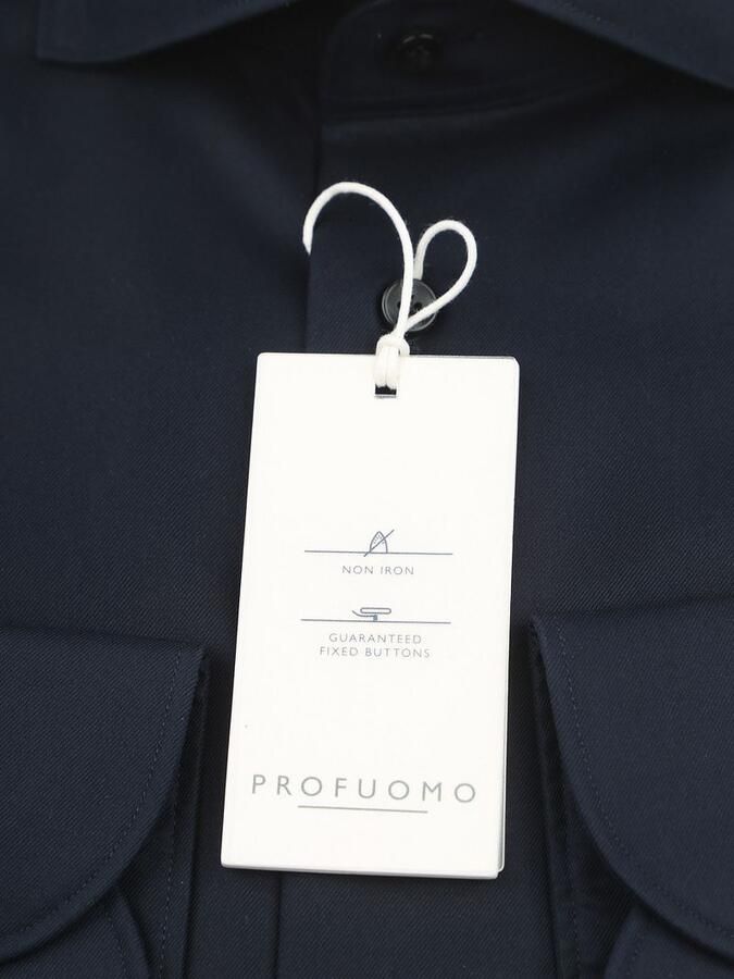 Profuomo Twill Overhemd Extra Lange Mouwen Navy - Foto 5