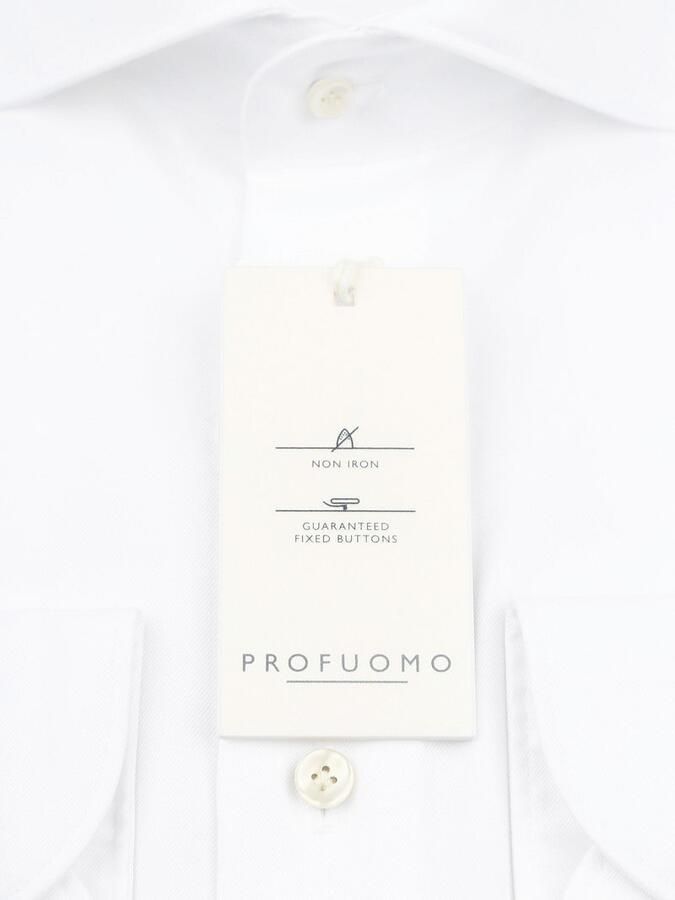 Profuomo Twill Overhemd Extra Lange Mouwen Wit - Foto 3