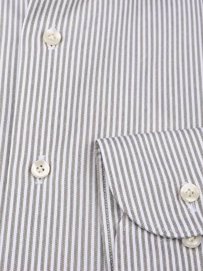 Profuomo Twill Overhemd Strepen Groen - Foto 2