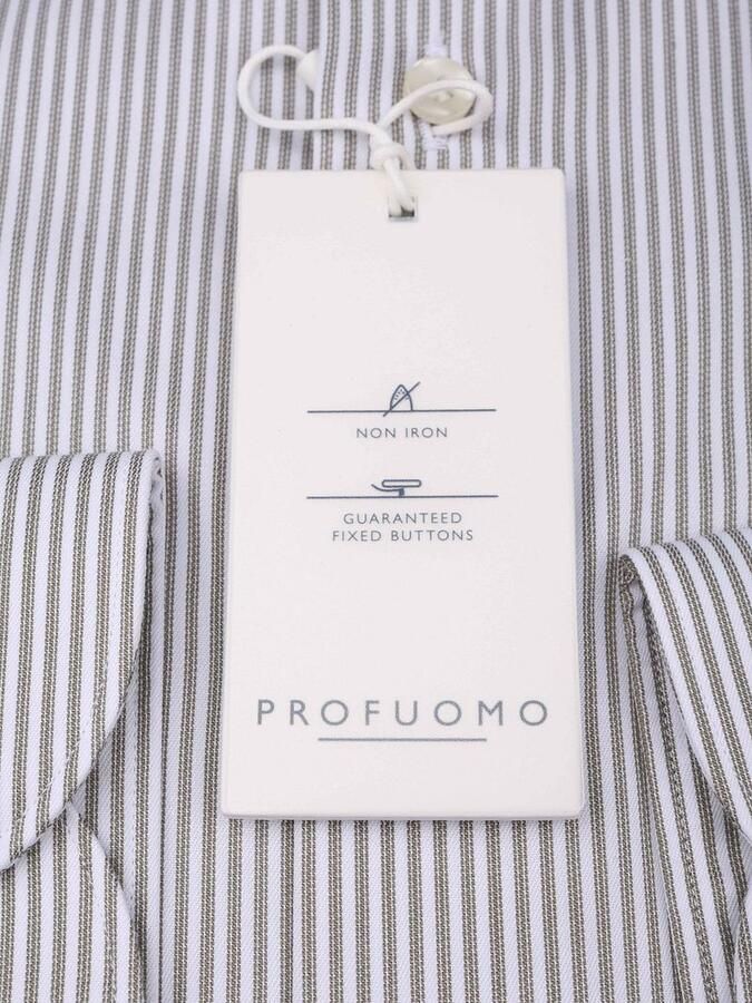Profuomo Twill Overhemd Strepen Groen - Foto 3