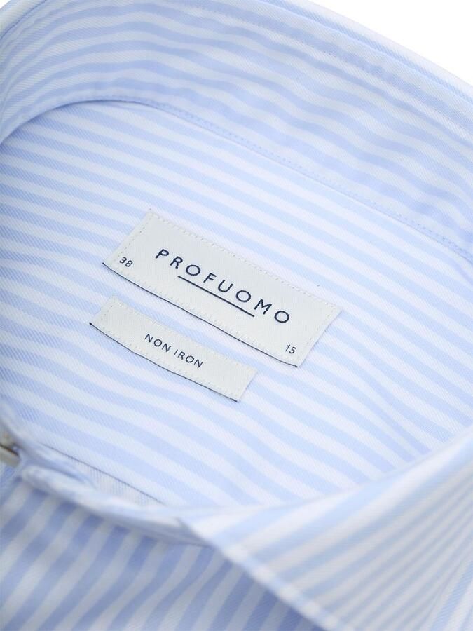 Profuomo Twill Overhemd Strepen Lichtblauw - Foto 3