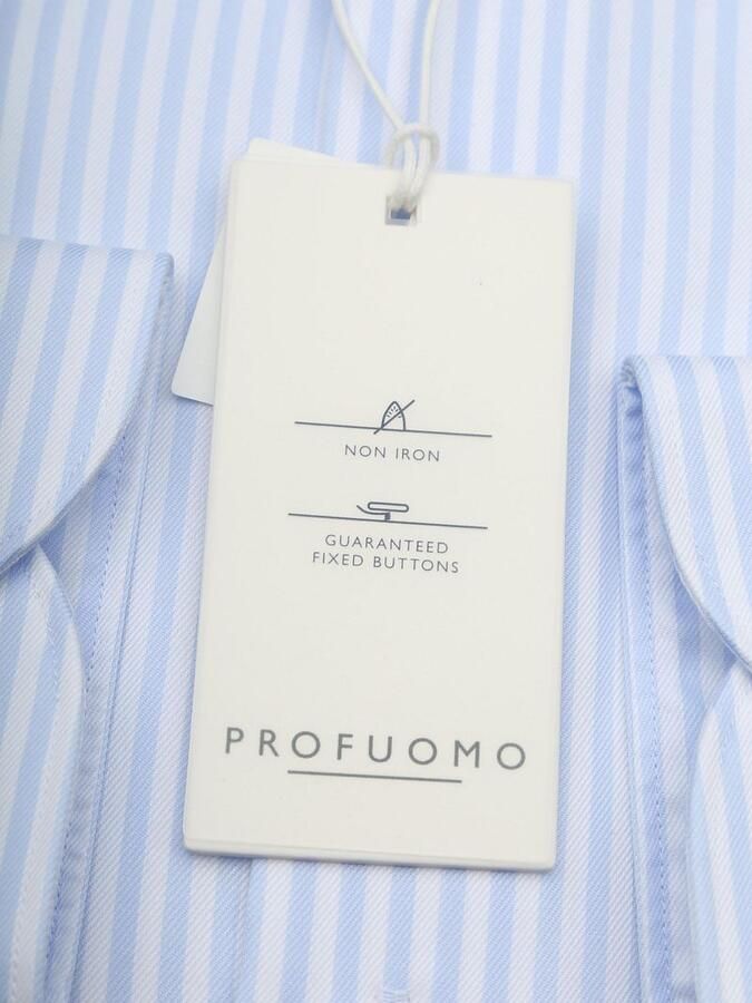 Profuomo Twill Overhemd Strepen Lichtblauw - Foto 4