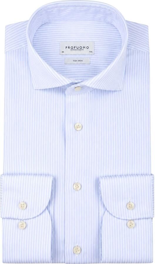 Profuomo Twill Overhemd Strepen Lichtblauw