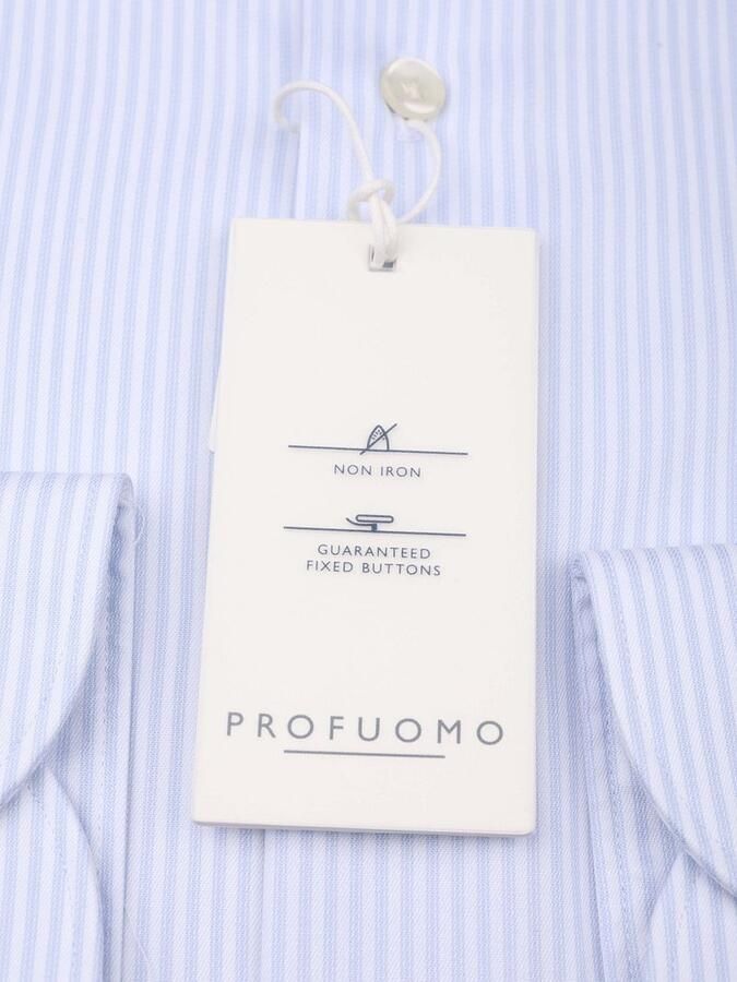 Profuomo Twill Overhemd Strepen Lichtblauw - Foto 3