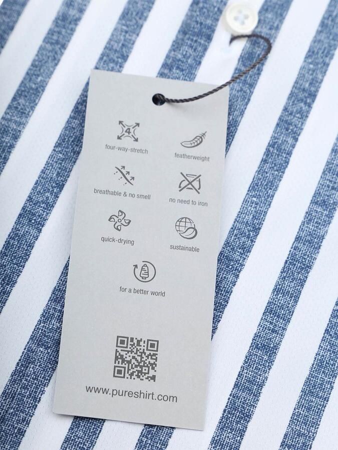 Pure Overhemd Lange Mouw Shirt Linen Optics Streep Blauw - Foto 3