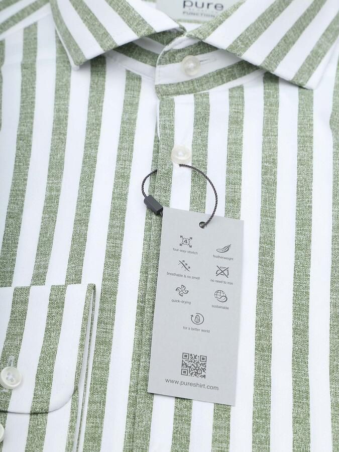 Pure Overhemd Lange Mouw Shirt Linen Optics Streep Groen - Foto 2