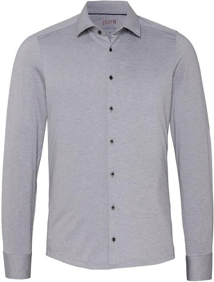 Pure Overhemd Lange Mouw Shirt Melange Grey