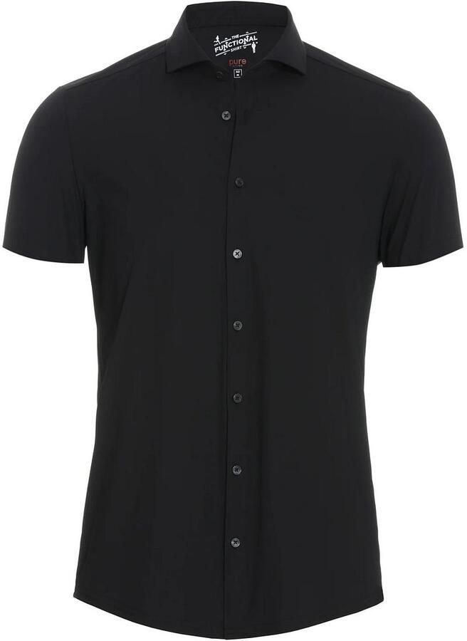 Pure Overhemd Lange Mouw Short Sleeve The Functional Shirt Blauw-Zwart