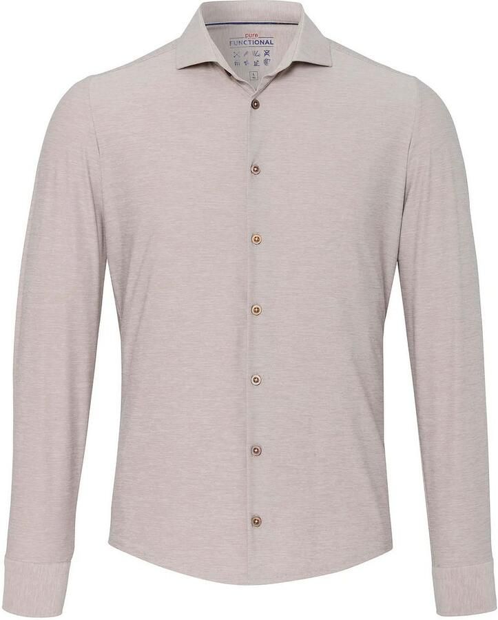 Pure Overhemd Lange Mouw The Functional Shirt Lichtbeige