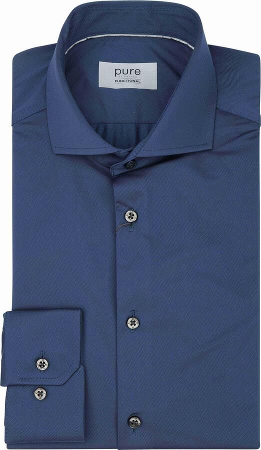 Pure Overhemd Lange Mouw The Functional Shirt Navy