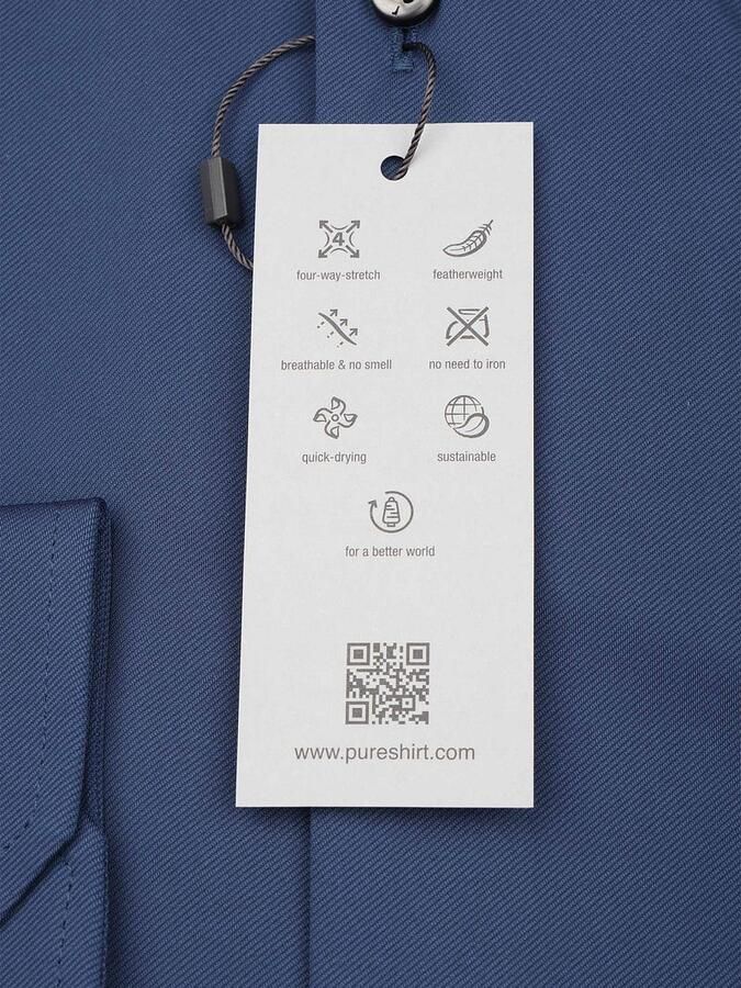 Pure Overhemd Lange Mouw The Functional Shirt Navy - Foto 3