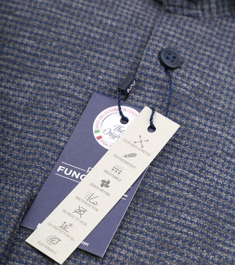 Pure Overhemd Lange Mouw The Functional Shirt Patroon Antraciet - Foto 3