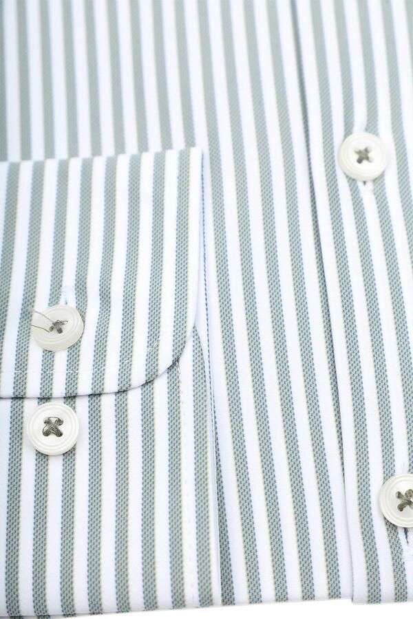 Pure Overhemd Lange Mouw The Functional Shirt Streep Groen - Foto 2