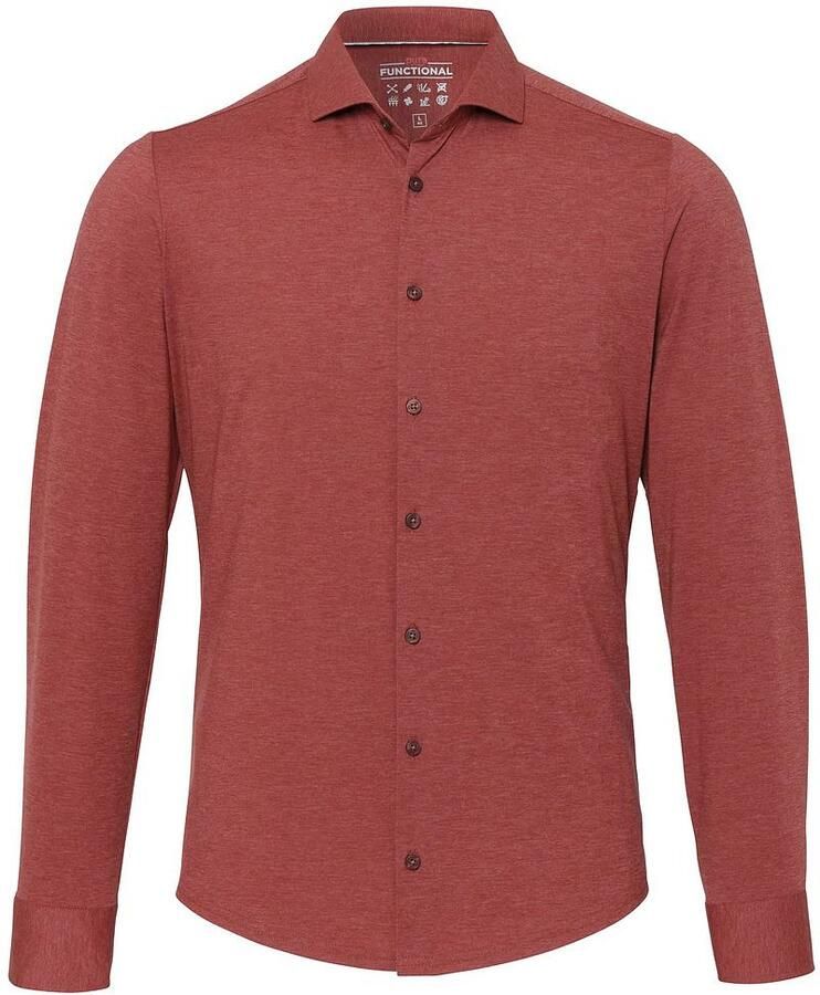 Pure Overhemd Lange Mouw The Functional Shirt Terra Rood