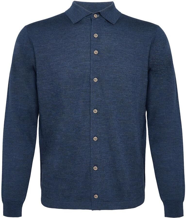 R2 Amsterdam Knitted Pull Shirt Merino Donkerblauw