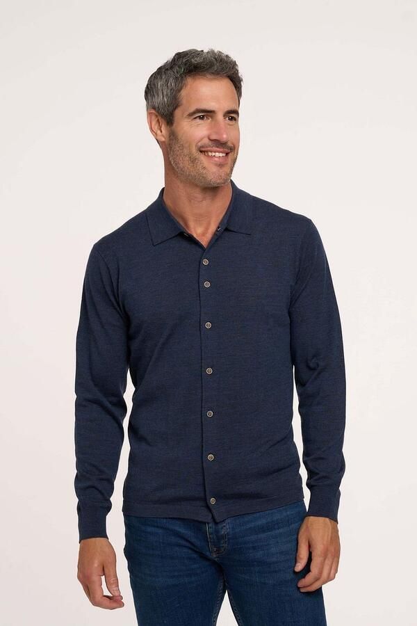 R2 Amsterdam Knitted Pull Shirt Merino Donkerblauw - Foto 2