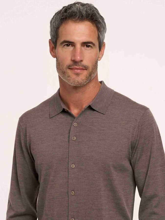 R2 Amsterdam Knitted Pull Shirt Merino Taupe