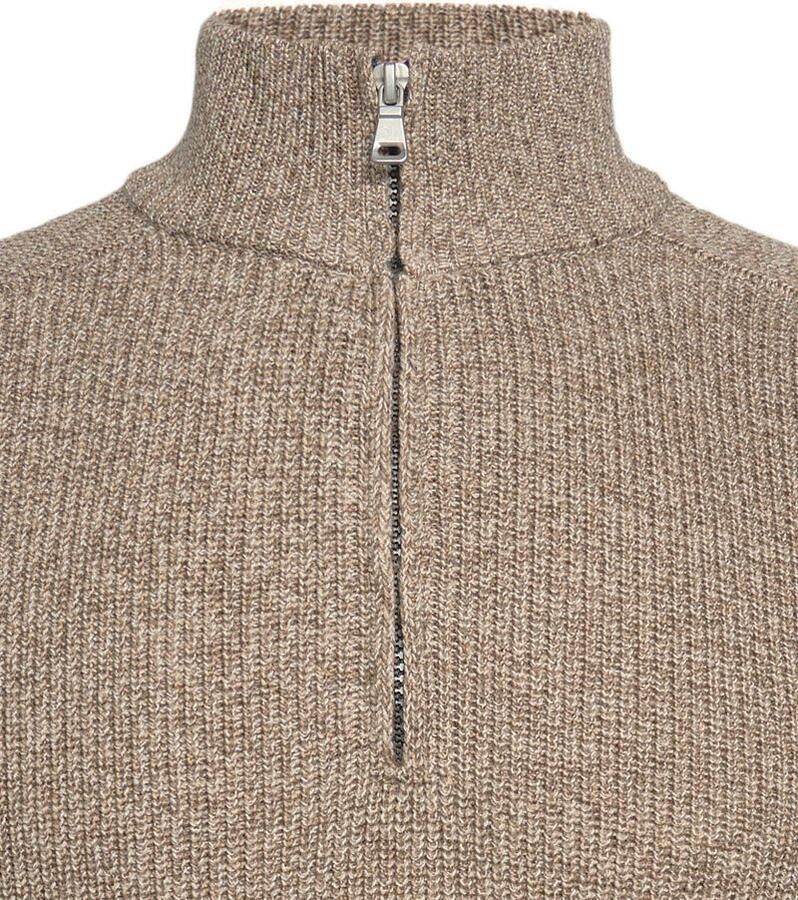 R2 Amsterdam R2 Half Zip Heavyknit Trui Merinowol Lichtbruin - Foto 2