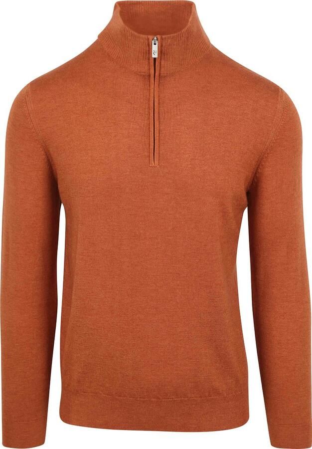 R2 Amsterdam R2 Half Zip Trui Merino Wol Brique