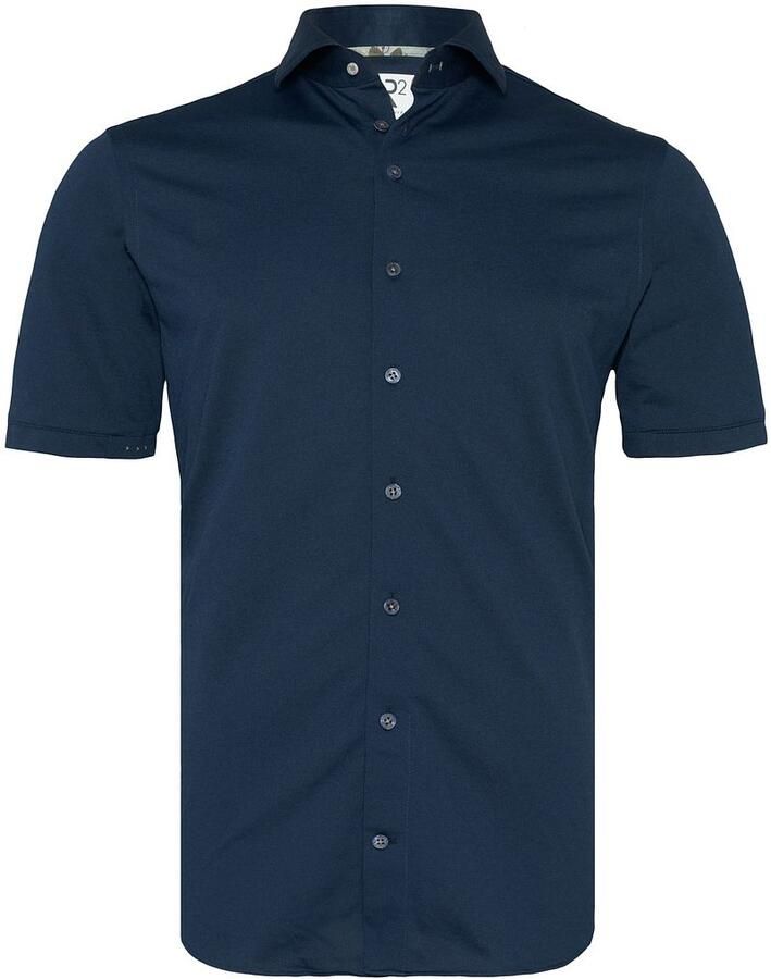 R2 Amsterdam R2 Japanese Knitted Overhemd Korte Mouwen Navy