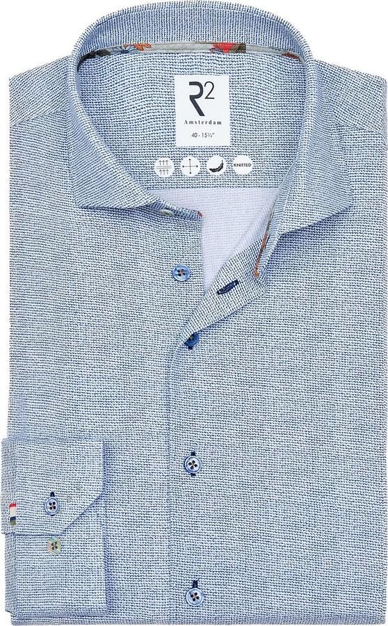 R2 Amsterdam R2 Japanese Knitted Overhemd Print Blauw