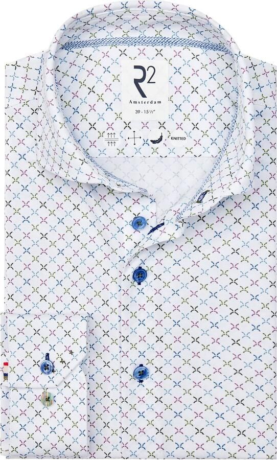 R2 Amsterdam R2 Japanese Knitted Overhemd Print Wit