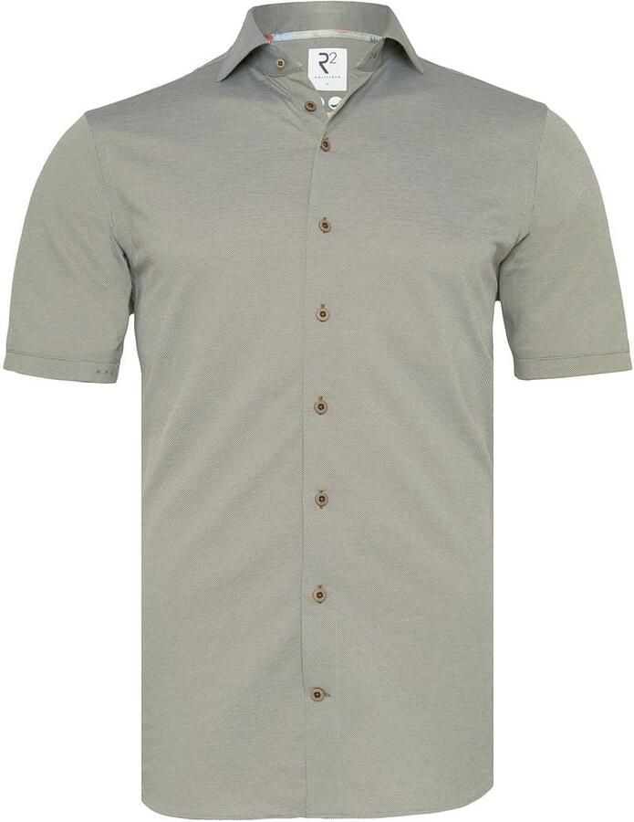 R2 Amsterdam R2 Japanese Knitted Short Sleeve Overhemd Groen