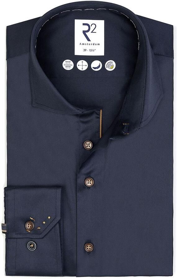 R2 Amsterdam R2 Overhemd Fine Twill Navy