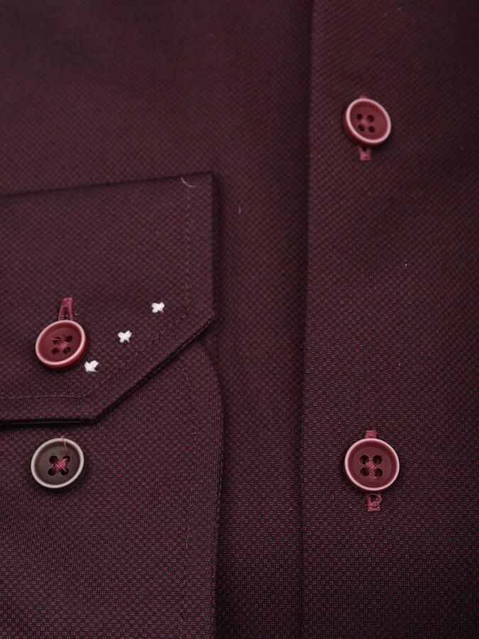 R2 Amsterdam Overhemd Lange Mouw R2 Overhemd Knitted Dobby Bordeaux - Foto 3