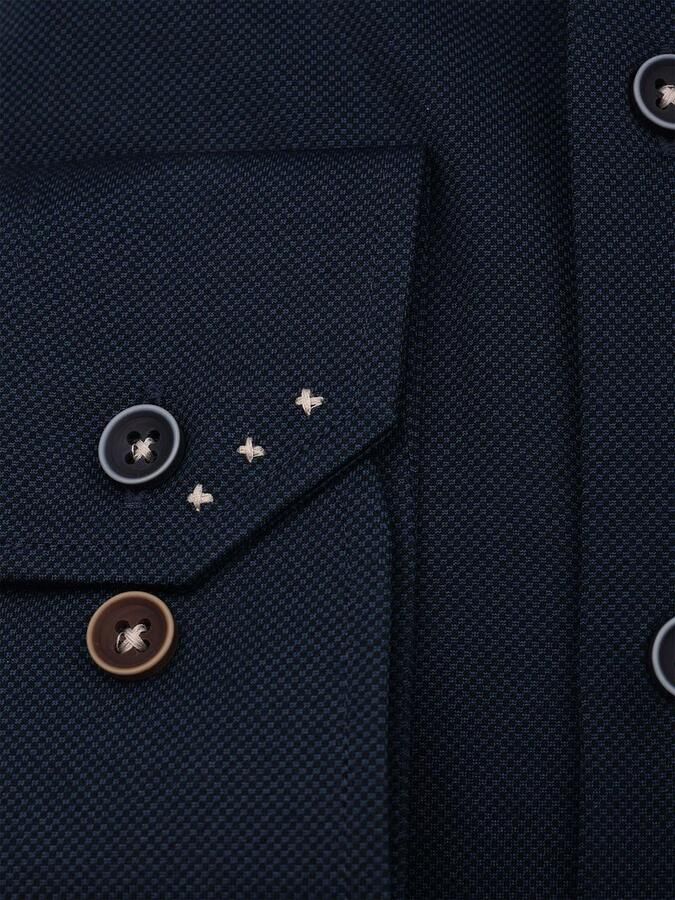 R2 Amsterdam Overhemd Lange Mouw R2 Overhemd Knitted Dobby Navy - Foto 2