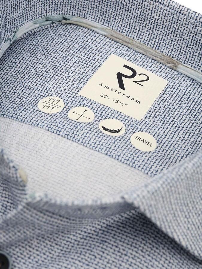 R2 Amsterdam Overhemd Lange Mouw R2 Overhemd Knitted Sorona Blauw - Foto 3