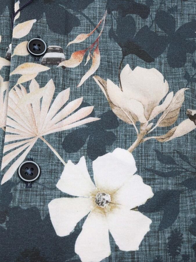 R2 Amsterdam Overhemd Lange Mouw R2 Overhemd Knitted Sorona Bloemenprint Navy - Foto 2