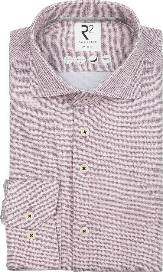 R2 Amsterdam Overhemd Lange Mouw R2 Overhemd Knitted Sorona Mauve