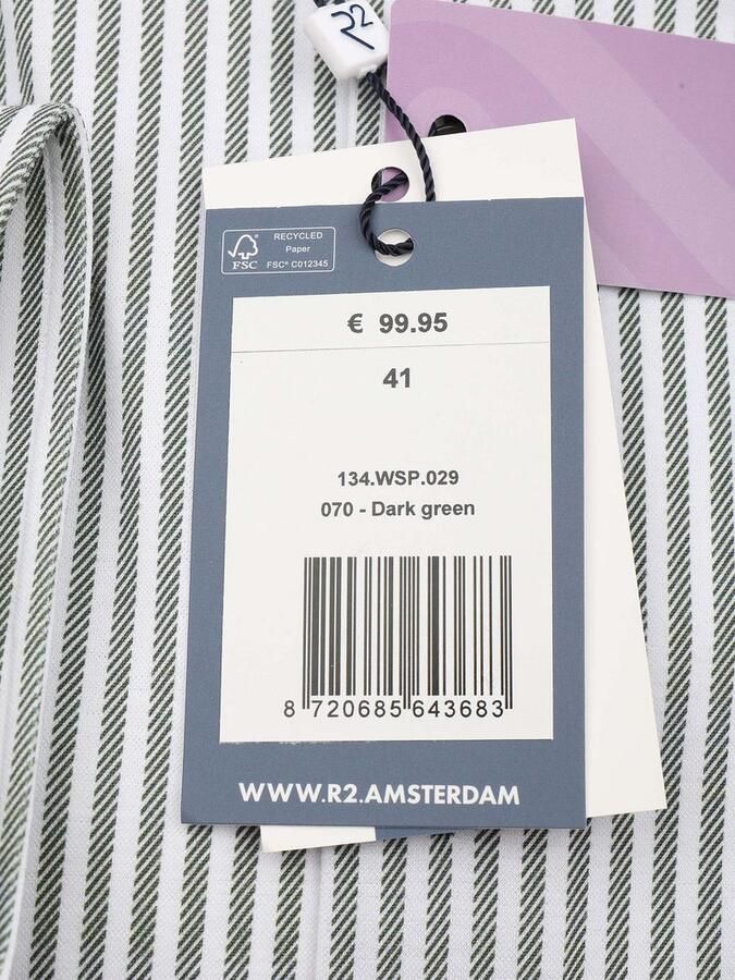 R2 Amsterdam Overhemd Lange Mouw R2 Overhemd Knitted Sorona Streep Groen - Foto 4