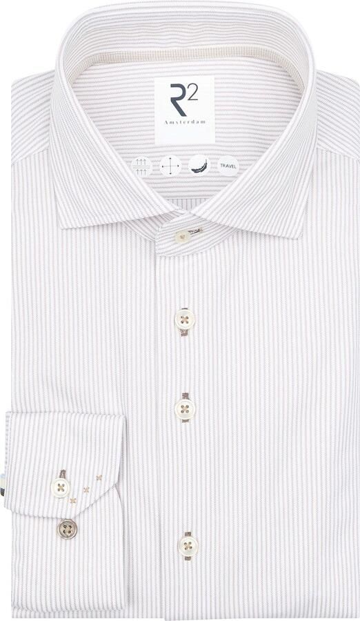 R2 Amsterdam R2 Overhemd Knitted Stripes Beige
