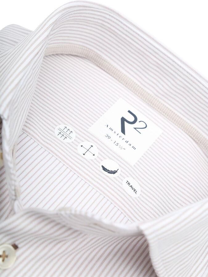 R2 Amsterdam R2 Overhemd Knitted Stripes Beige - Foto 3