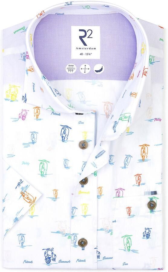R2 Amsterdam R2 Overhemd Korte Mouwen Print Multicolour