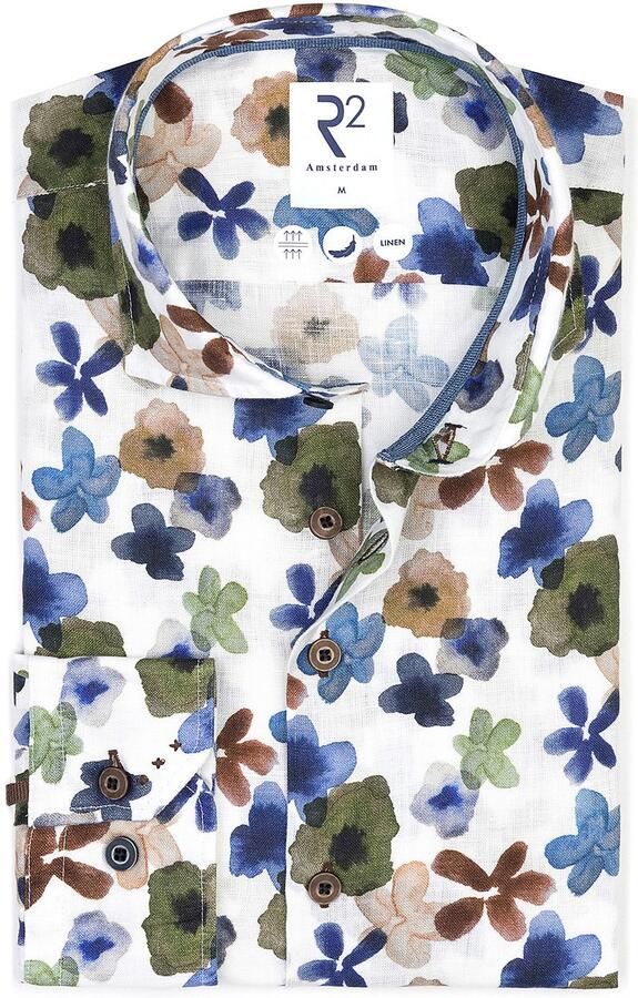 R2 Amsterdam R2 Overhemd Linnen Bloemenprint Multicolor