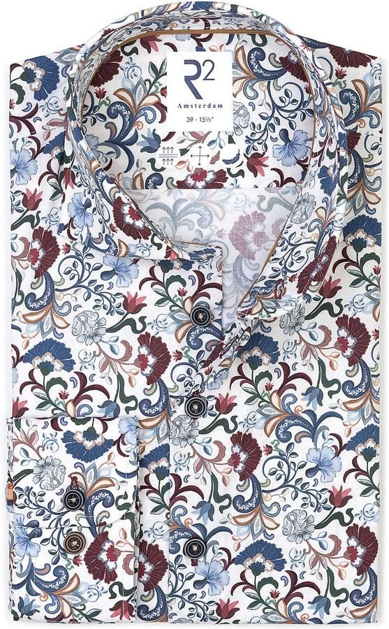 R2 Amsterdam R2 Overhemd Poplin Flower Print Multicolour