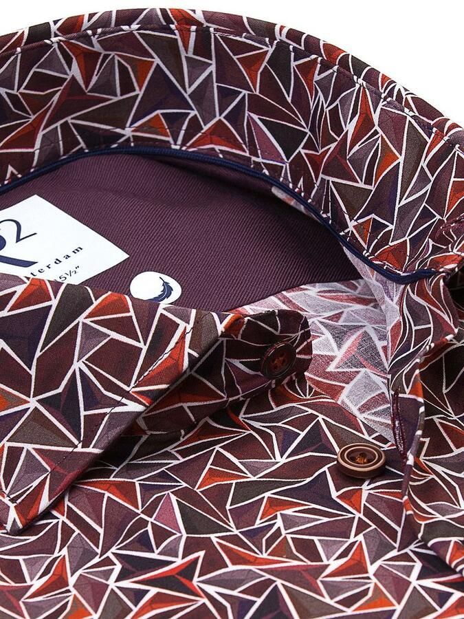 R2 Amsterdam R2 Overhemd Poplin Triangle Print Bordeaux - Foto 2