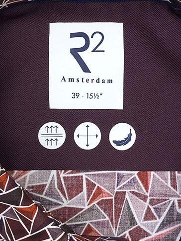 R2 Amsterdam R2 Overhemd Poplin Triangle Print Bordeaux - Foto 3
