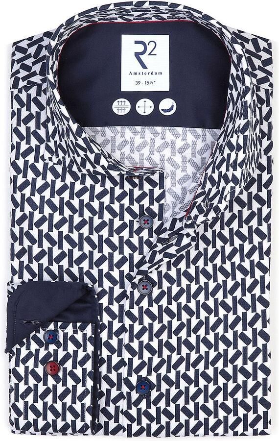 R2 Amsterdam R2 Overhemd Print Navy