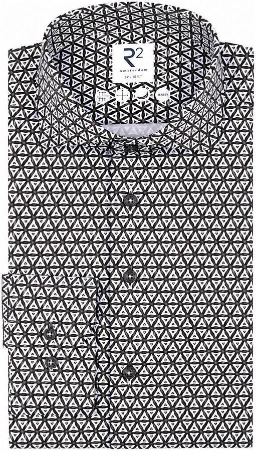 R2 Amsterdam Overhemd Lange Mouw R2 Overhemd Single Jersey Triangle Bruin